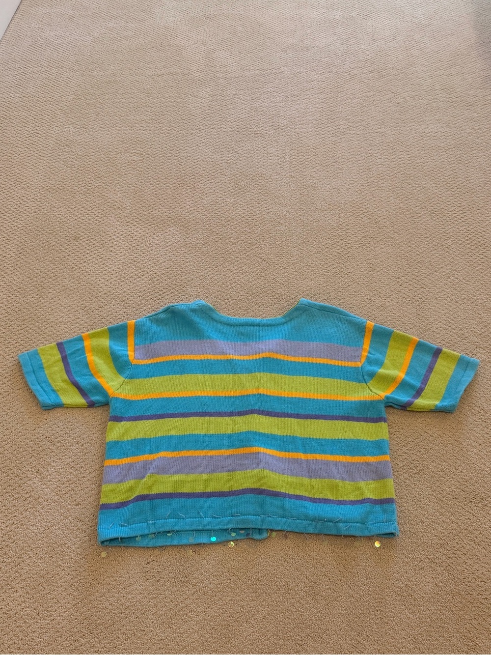 Colorful Striped Fish Embroidered Cardigan - Blue & Green - Picture 5 of 5
